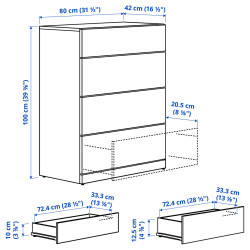 Comoda Ikea Lastare 80x42x100 (Alb) Thumb