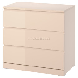 Comoda Ikea Malm 3 sertare 80x78 (Portocaliu deschis/Lucios)