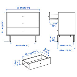 Comoda Ikea Radmanso 3 sertare 90x48x81 (Nuc maro) Thumb