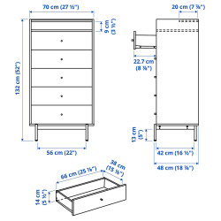 Comoda Ikea Radmanso 5 sertare 70x48x132 (Nuc maro) Thumb