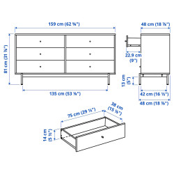Comoda Ikea Radmanso 6 sertare 159x48x81 (Nuc maro) Thumb