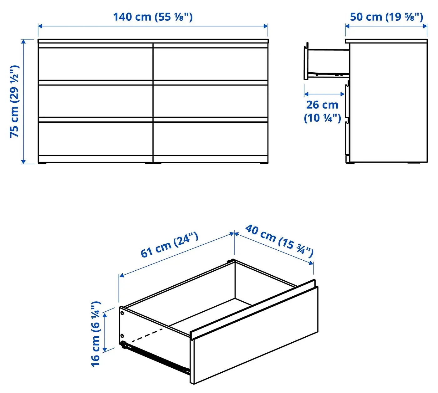 Comoda Ikea Storklinta 140x50x75 (Alb) - 7
