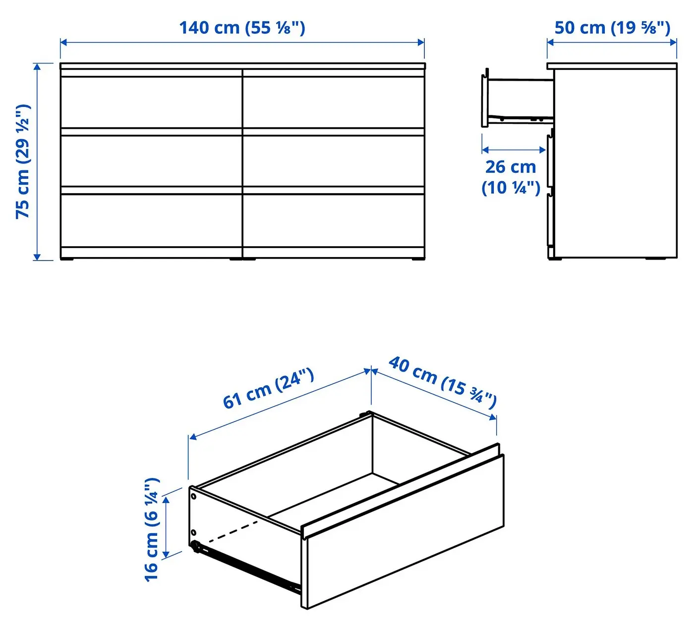Comoda Ikea Storklinta 140x50x75 (Stejar) - 6