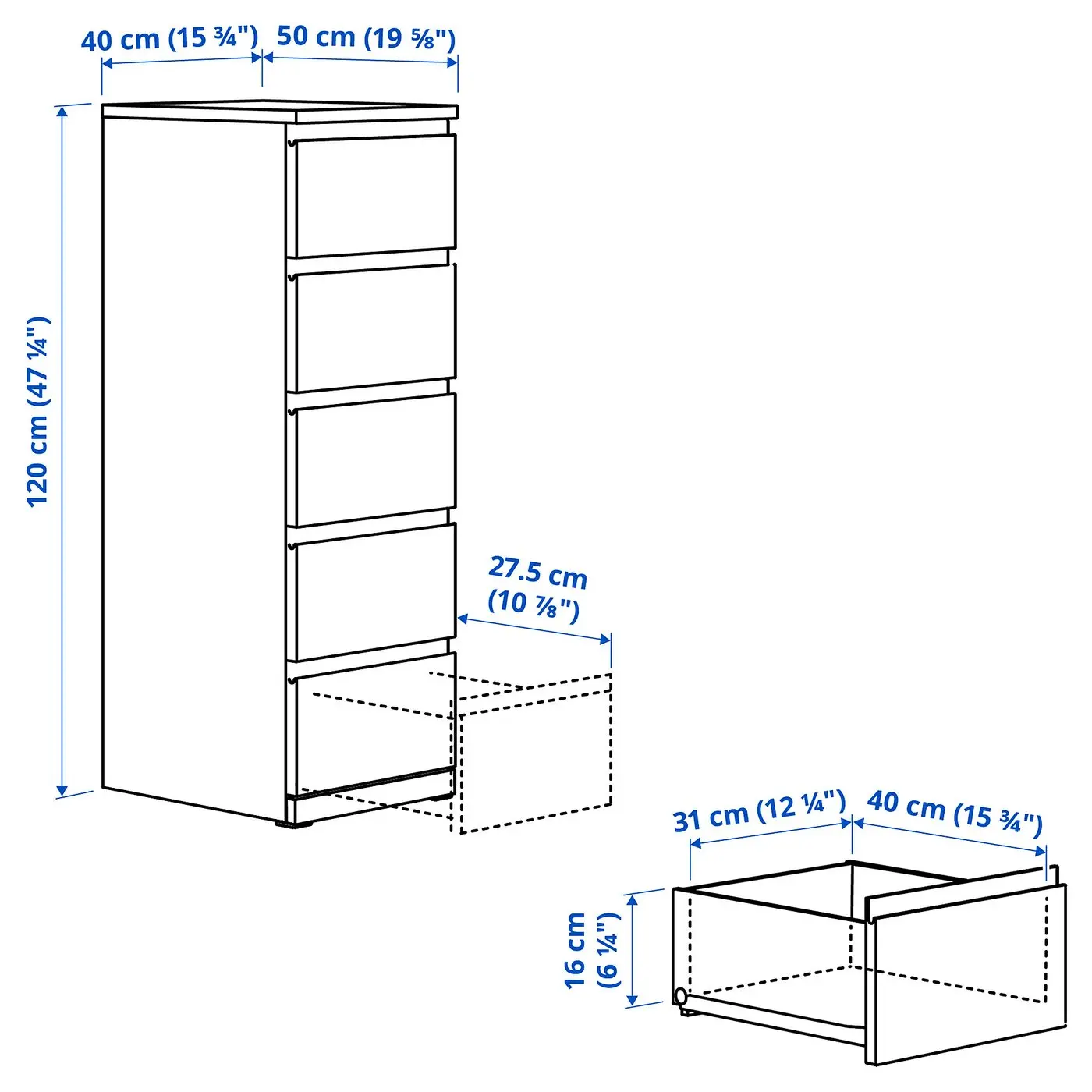 Comoda Ikea Storklinta 40x50x120 (Maro inchis) - 5
