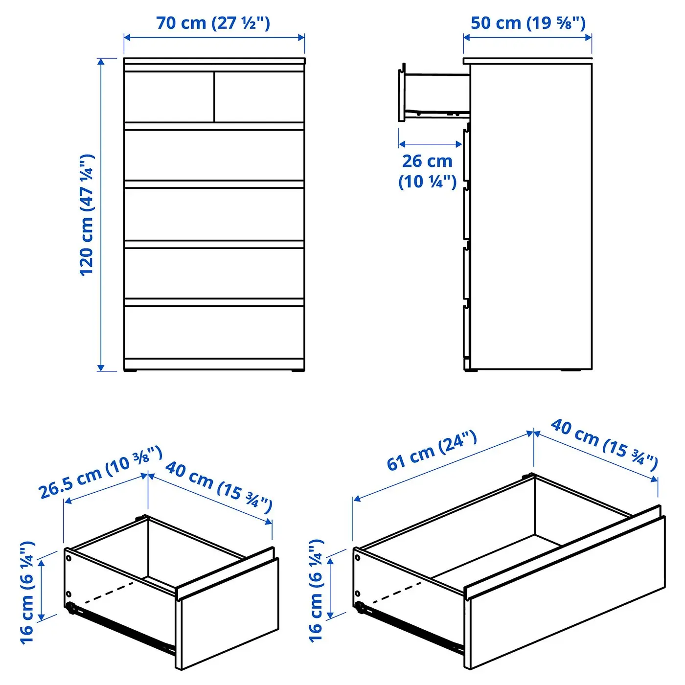Comoda Ikea Storklinta 70x50x120 (Maro inchis) - 6