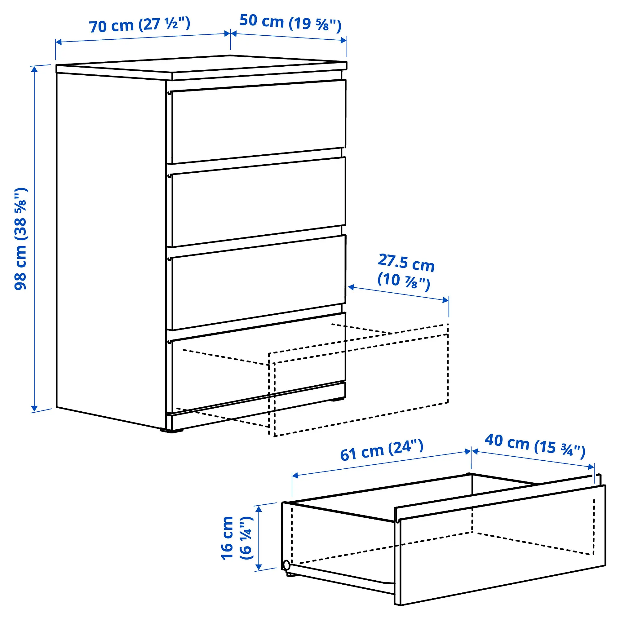 Comoda Ikea Storklinta 70x50x98 (Alb) - 4