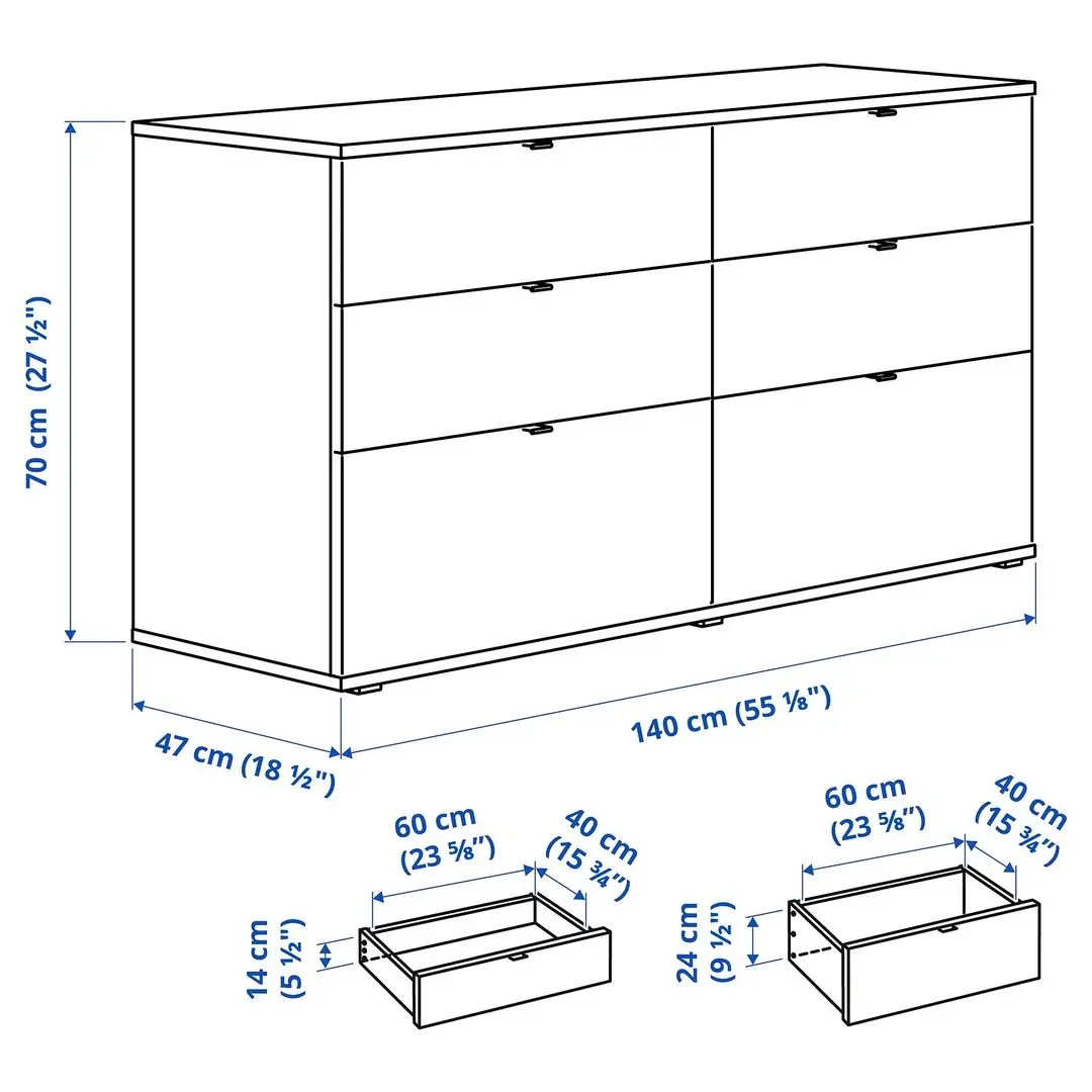Комод Ikea Vihals 140x47x75 (Белый)