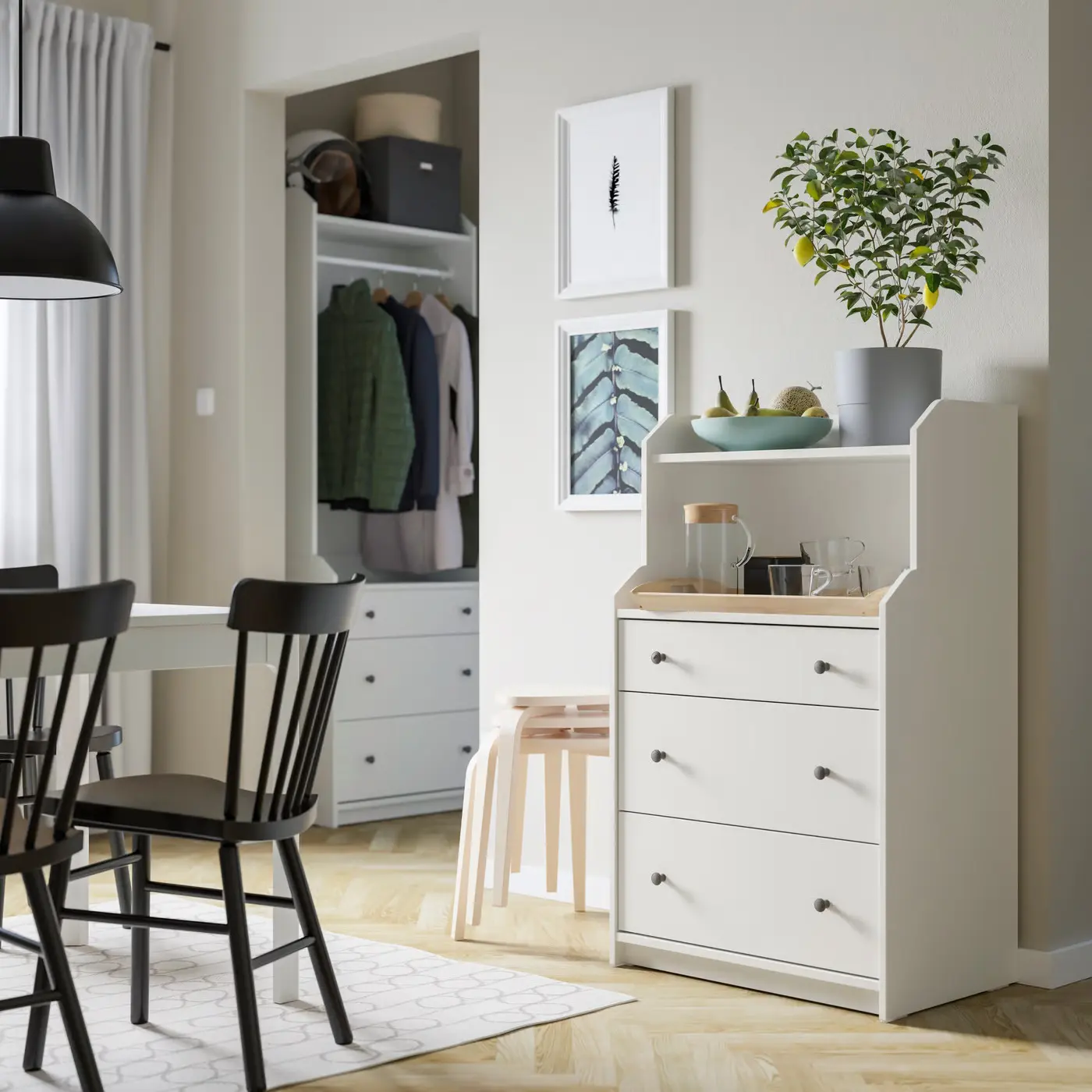 Comoda cu polita Ikea Hauga 70x46x116 (Alb) - 7