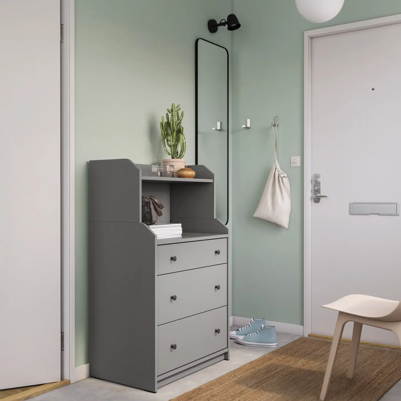 Comoda cu polita Ikea Hauga 70x46x116 (Gri) - 6