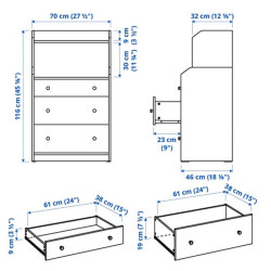 Comoda cu polita Ikea Hauga 70x46x116 (Gri) Thumb