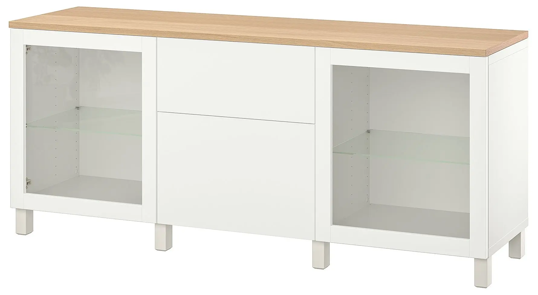 Bufet Ikea Besta/Sindvik/Lappviken/Stubbarp glisiera sertar cu sistem apasare 180x42x76 (Alb)