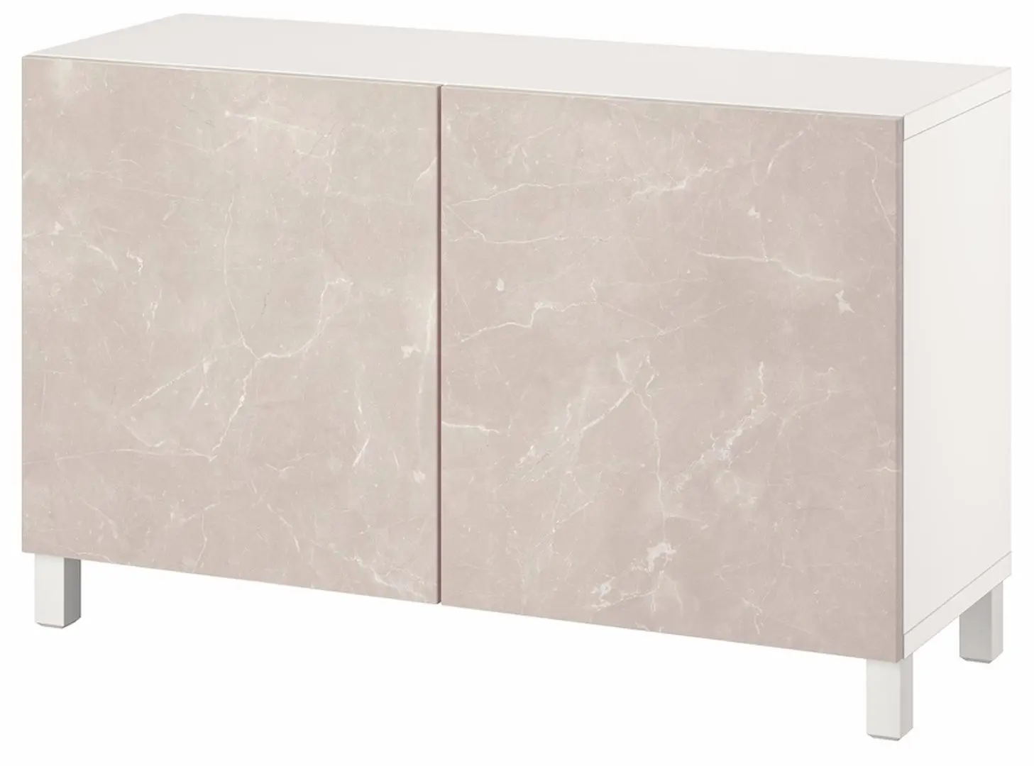 Tumba Ikea Besta/Bergsviken/Stubbarp cu usi 120x42x74 (Alb/Bej.Aspect Marmura) - 2