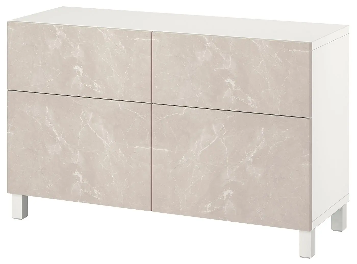 Tumba Ikea Besta/Bergsviken/Stubbarp sina sertar cu inchidere lina 120x42x74 (Alb/Marmura bej) - 2