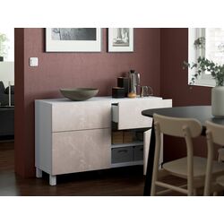 Tumba Ikea Besta/Bergsviken/Stubbarp sina sertar cu inchidere lina 120x42x74 (Alb/Marmura bej) Thumb