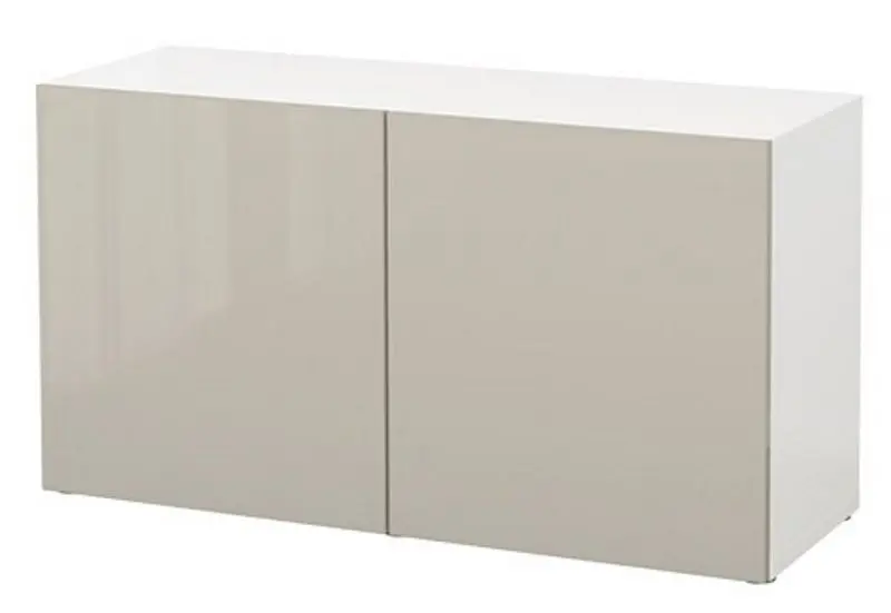 Tumba Ikea Besta usi 120x42x64 (Alb/Selsviken Bej Lucios)