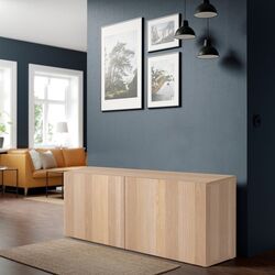 Тумба Ikea Besta дверцы 120x42x64 (Под Беленый Дуб/Лаппвикен под Беленый Дуб)