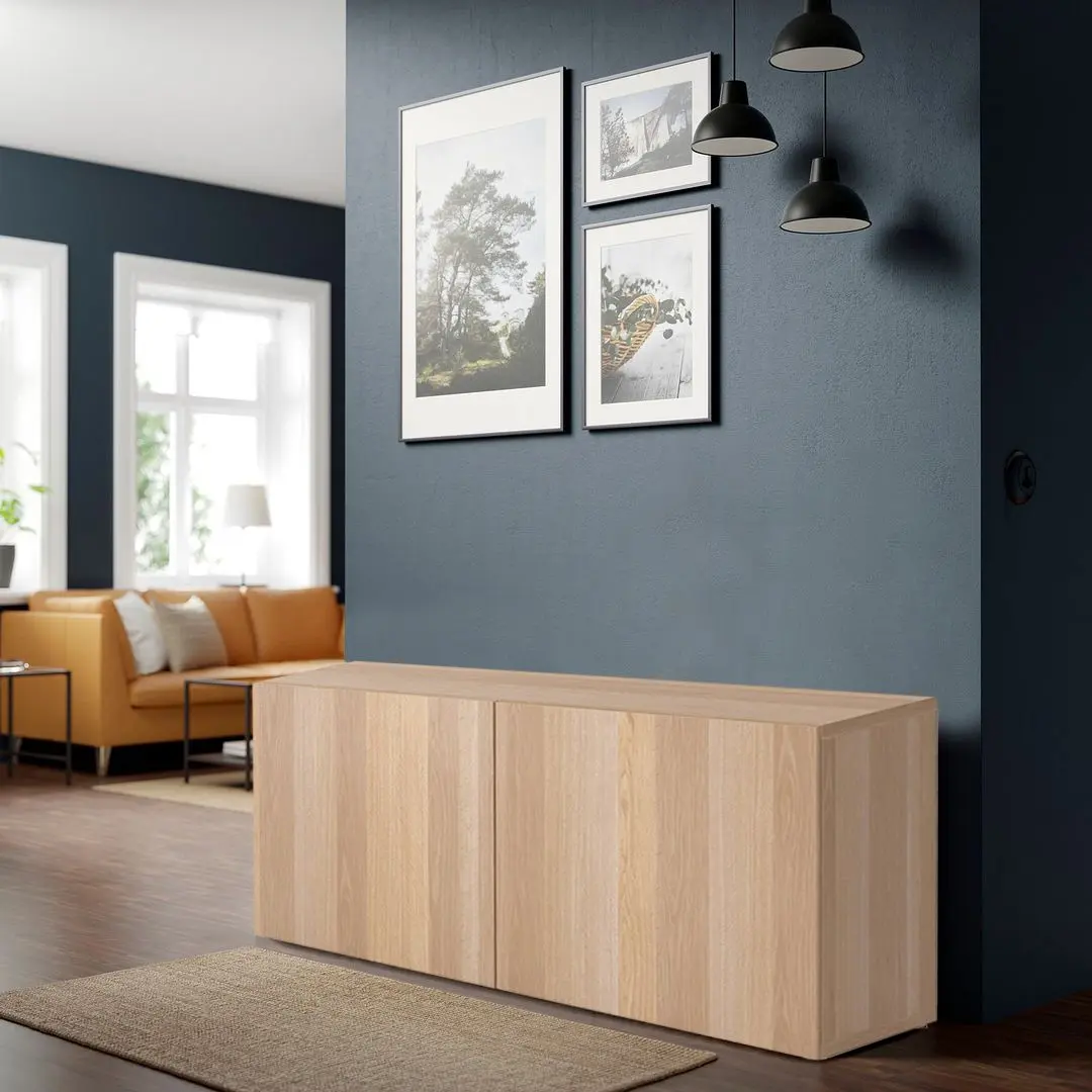 Тумба Ikea Besta дверцы 120x42x64 (Под Беленый Дуб/Лаппвикен под Беленый Дуб)