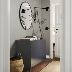Tumba Ikea Besta usi 120x42x74 (Gri Inchis/Riksviken Aspect Cositor Mat Inchis) Thumb
