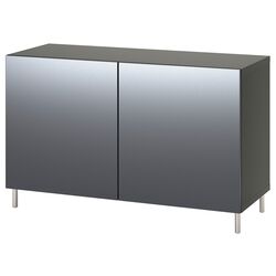 Tumba Ikea Besta usi 120x42x74 (Gri Inchis/Riksviken Aspect Cositor Mat Inchis) Thumb