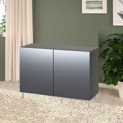 Tumba Ikea Besta usi 120x42x74 (Gri Inchis/Riksviken Aspect Cositor Mat Inchis)