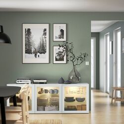 Буфет Ikea Besta дверцы/прозрачное стекло 180x42x65 (Глассвик Белый) Thumb