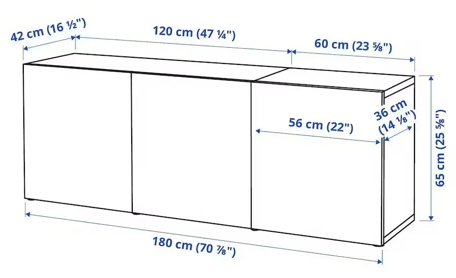Буфет Ikea Besta дверцы/прозрачное стекло 180x42x65 (Глассвик Белый) - 4