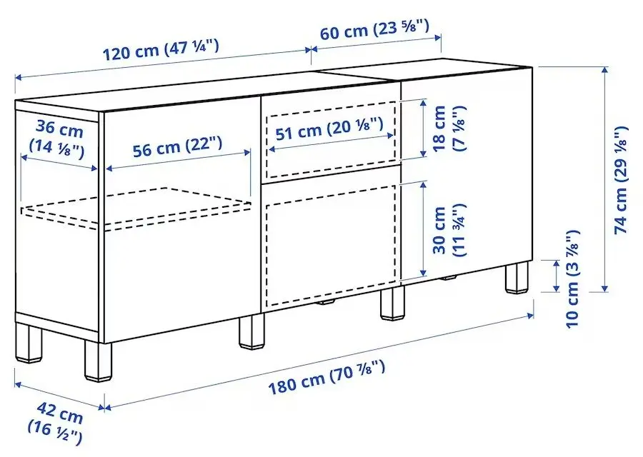 Tumba Ikea Besta usi/sertare/sină sertar închidere lină 180x42x74 (Alb/Hanviken/Stubbarp Alb) - 5