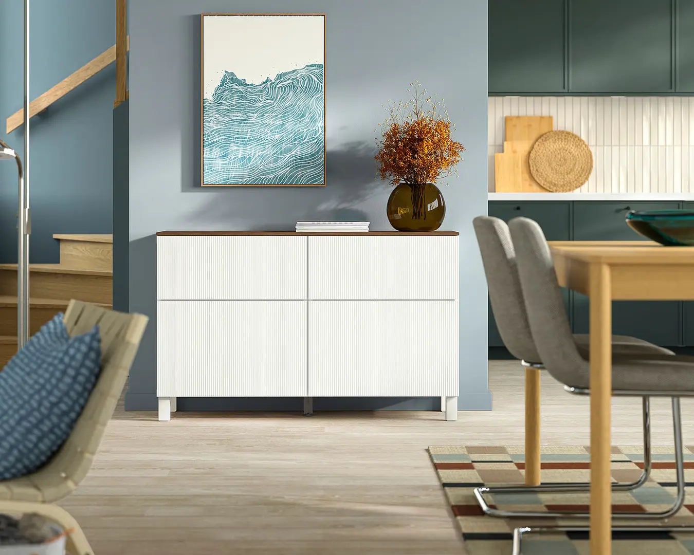 Tumba Ikea Besta/Forvaltare usi/sertare 120x42x74 (Alb/Aspect Nuc)