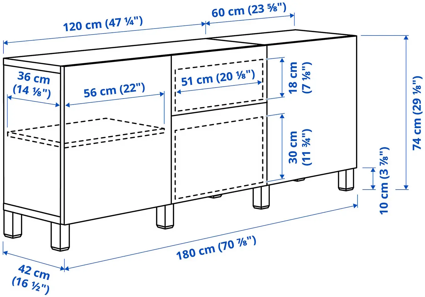 Tumba Ikea Besta/Forvaltare cu sertare 180x42x74 (Alb) - 4