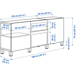 Тумба Ikea Besta/Forvaltare с ящиками 180x42x74 (Белый) Thumb