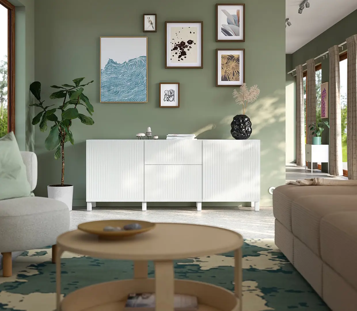 Tumba Ikea Besta/Forvaltare cu sertare 180x42x74 (Alb)