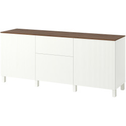Тумба Ikea Besta/Forvaltare с ящиками 180x42x75 (Белый/Под Орех) Thumb