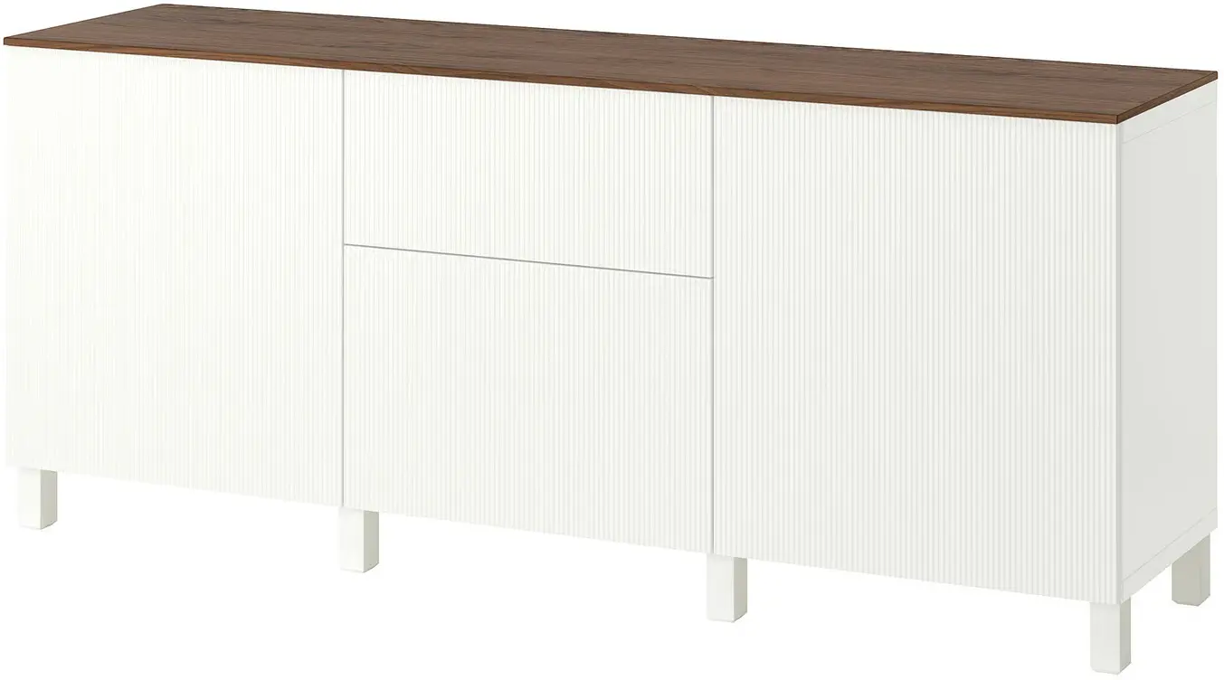 Тумба Ikea Besta/Forvaltare с ящиками 180x42x75 (Белый/Под Орех) - 2
