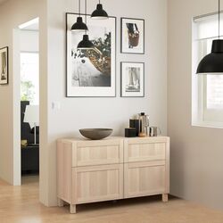 Tumba Ikea Besta/Hanviken/Stubbarp usi/sertare/deschidere apasare 120x42x74 (Aspect Stejar Antichizat)