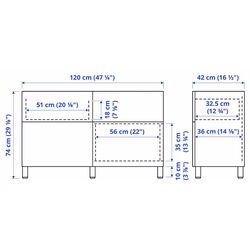 Тумба Ikea Besta/Hanviken/Stubbarp дверцы/ящики/нажимные направляющие 120x42x74 (Имитация Состаренного Дуба) Thumb
