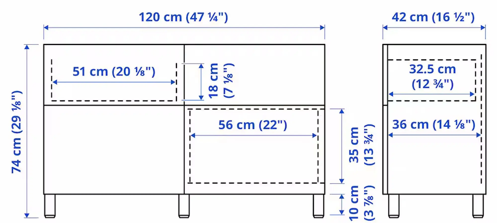 Тумба Ikea Besta/Hanviken/Stubbarp дверцы/ящики/нажимные направляющие 120x42x74 (Имитация Состаренного Дуба) - 6