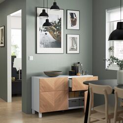 Tumba Ikea Besta/Hanviken/Stubbarp usi/sertare/furnir/deschidere apasare 120x42x74 (Stejar) Thumb