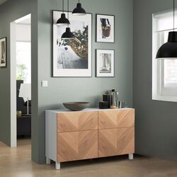 Tumba Ikea Besta/Hanviken/Stubbarp usi/sertare/furnir/deschidere apasare 120x42x74 (Stejar)