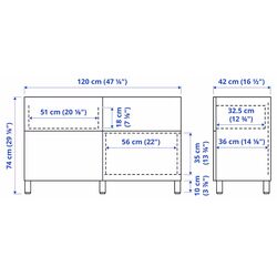 Tumba Ikea Besta/Hanviken/Stubbarp usi/sertare/furnir/deschidere apasare 120x42x74 (Stejar) Thumb
