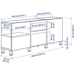 Tumba Ikea Besta/Hanviken/Stubbarp balamale cu inchidere lina 180x42x74 (Aspect Stejar) Thumb