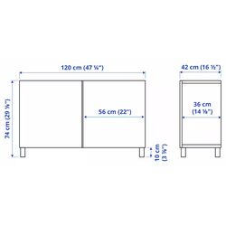 Tumba Ikea Besta/Hanviken/Stubbarp cu usi 120x42x74 (Alb) Thumb