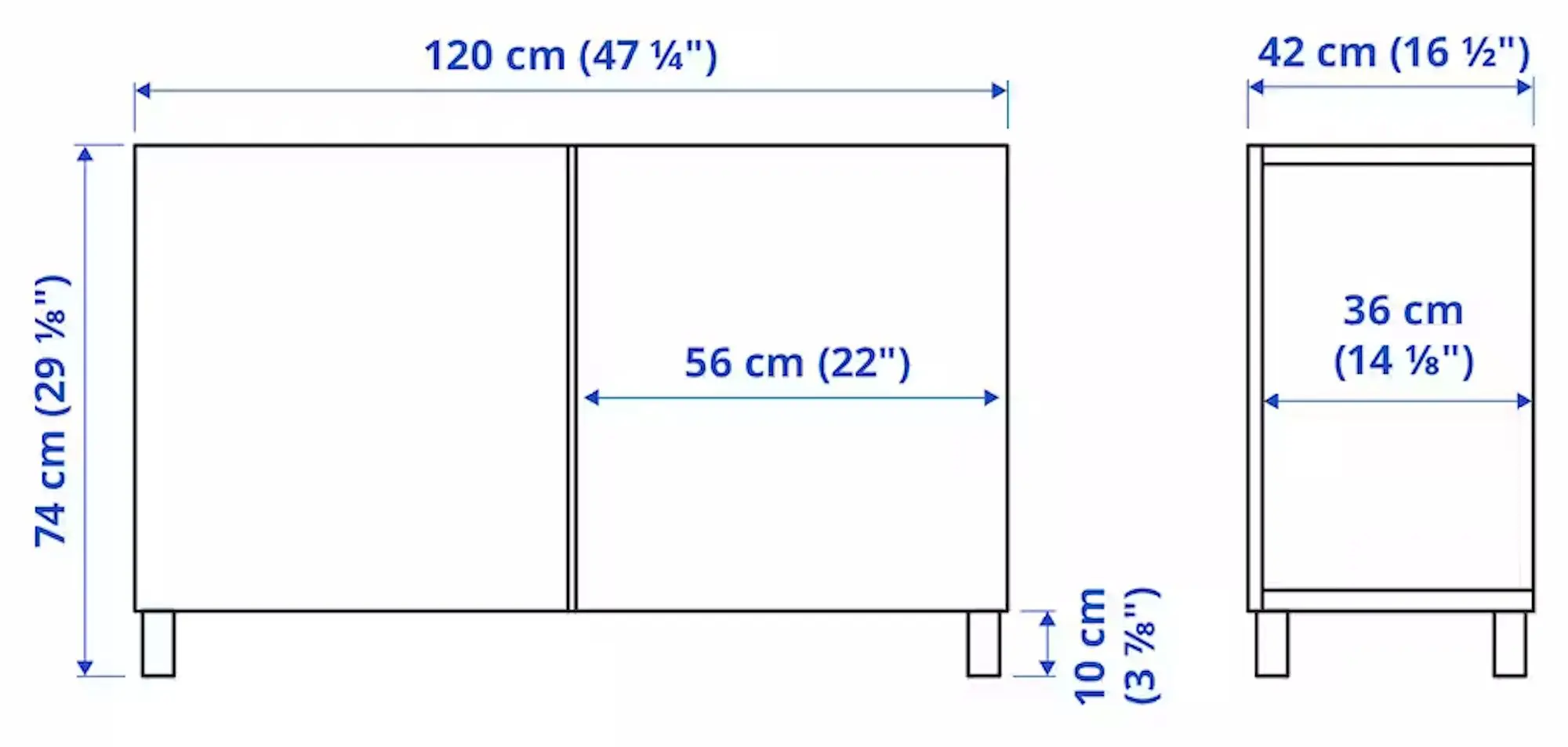 Tumba Ikea Besta/Hanviken/Stubbarp cu usi 120x42x74 (Alb)