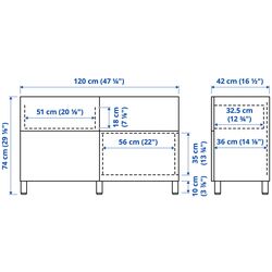 Тумба Ikea Besta/Kallviken/Stubbarp ящик с плавно-закрывающимися направляющими 120x42x74 (Белый/Имитация бетона) Thumb