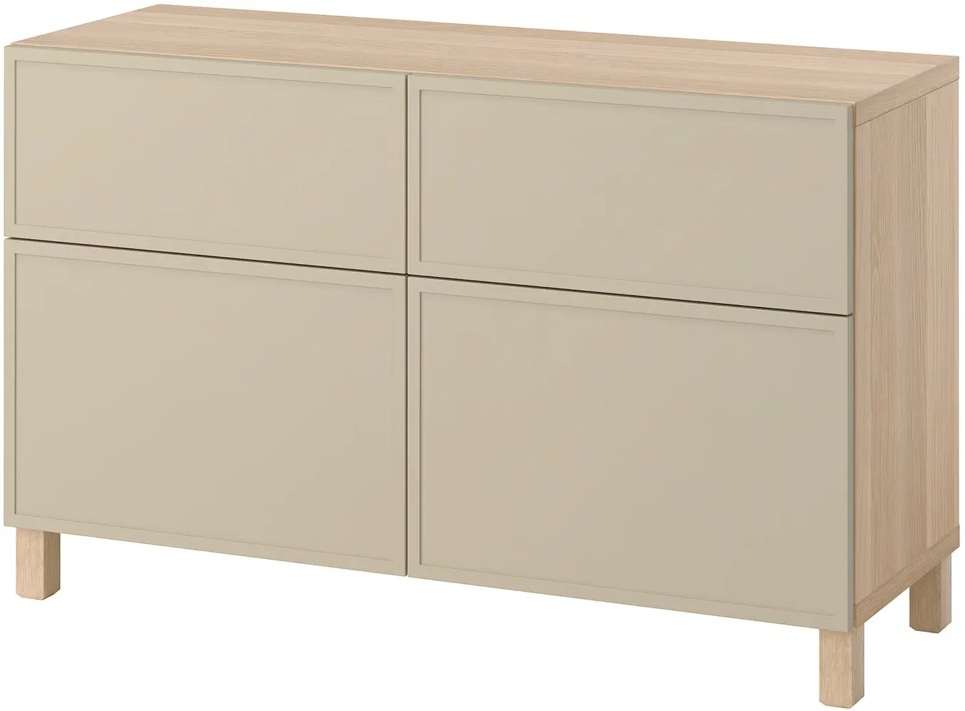 Тумба Ikea Besta/Krukmakare дверцы/ящики 120x42x74 (Бежевый/Имитация Состаренного Дуба) - 3