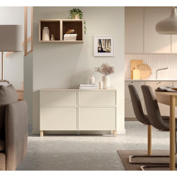 Тумба Ikea Besta/Krukmakare дверцы/ящики 120x42x74 (Бежевый/Имитация Состаренного Дуба)