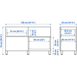 Тумба Ikea Besta/Krukmakare дверцы/ящики 120x42x74 (Бежевый/Имитация Состаренного Дуба) Thumb