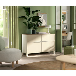 Тумба Ikea Besta/Krukmakare дверцы/ящики 120x42x75 (Бежевый/Под Орех) Thumb