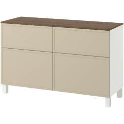 Тумба Ikea Besta/Krukmakare дверцы/ящики 120x42x75 (Бежевый/Под Орех) Thumb