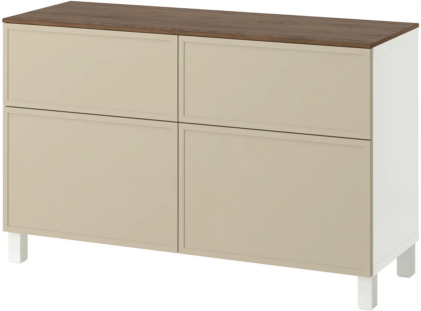 Тумба Ikea Besta/Krukmakare дверцы/ящики 120x42x75 (Бежевый/Под Орех) - 3
