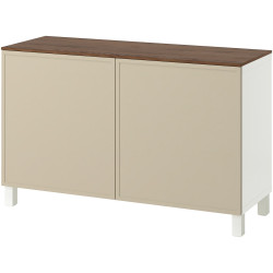 Tumba Ikea Besta/Krukmakare cu usi 120x42x75 (Bej/Alb/Aspect Nuc) Thumb